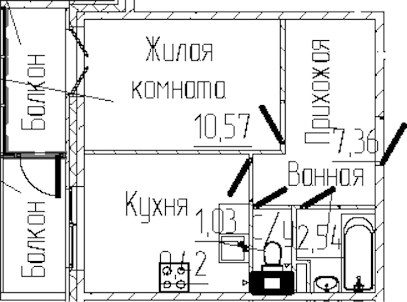 1-комнатная квартира 32.97 м², 3/6 эт., ЖК «SERTOLOVO PARK»